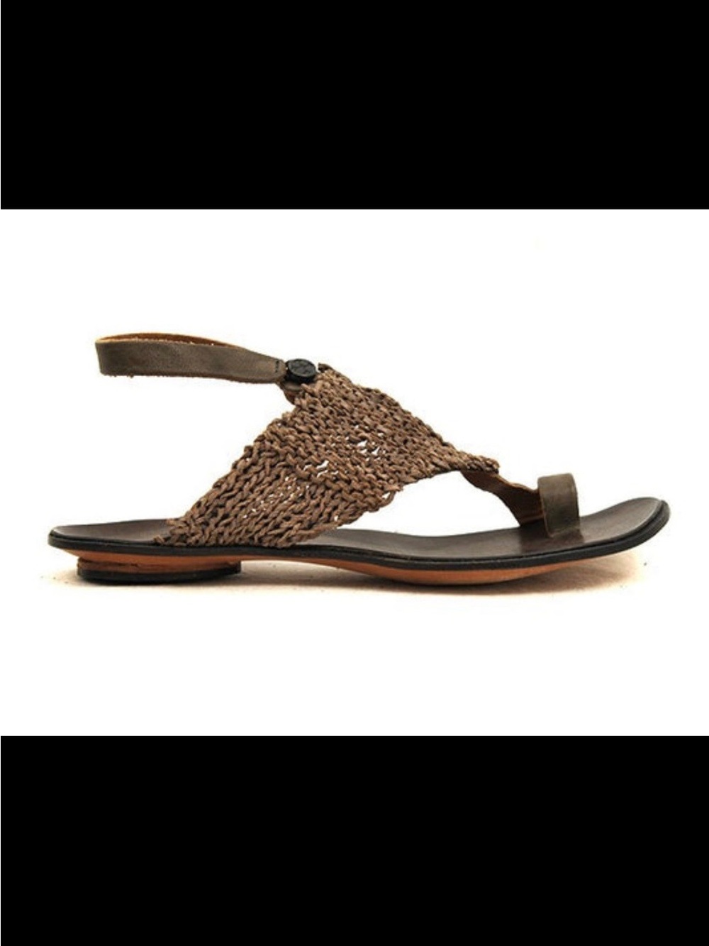 Braided Brown Women's Toe-Ring Sandals with Back Strap